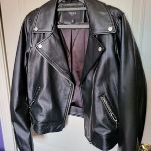Faux Leather Asymmetrical Moto Jacket - Size 00
